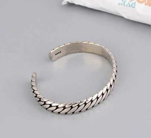925 Silver Retro Open Cuff Bangle