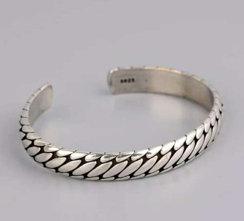 925 Silver Retro Open Cuff Bangle