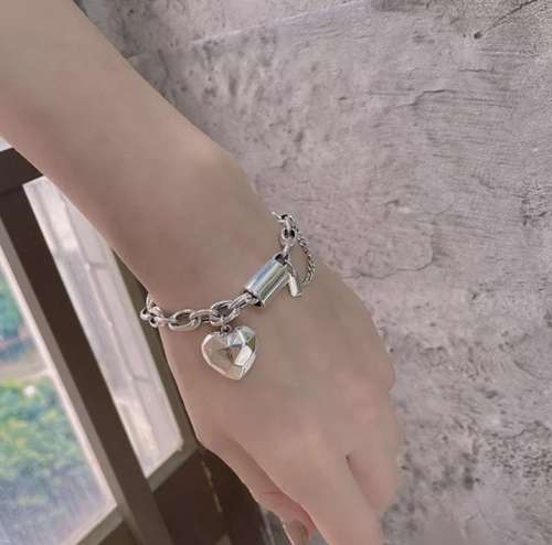 925 Silver Heart Double Link Bracelet