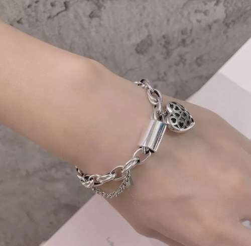 925 Silver Heart Double Link Bracelet