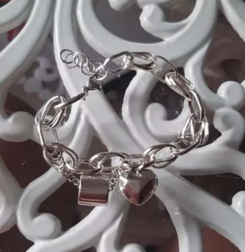 925 Silver Heart Double Link Bracelet