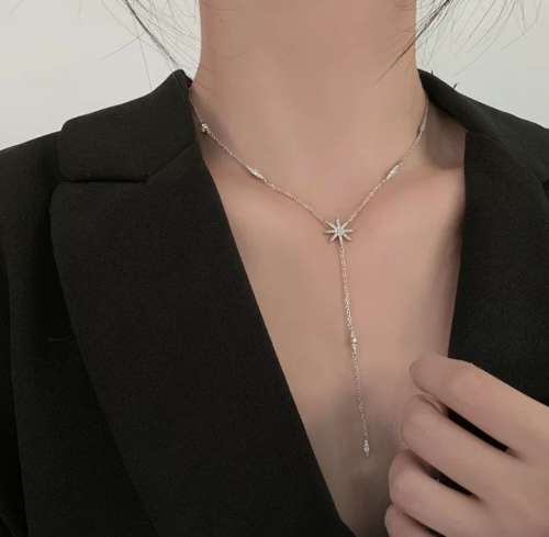 925 Silver Tassel Star Choker Necklace