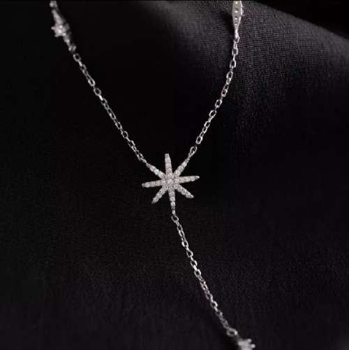 925 Silver Tassel Star Choker Necklace