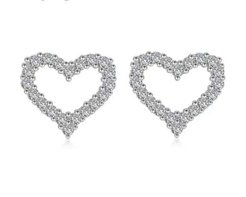 925 Silver CZ Heart Earrings