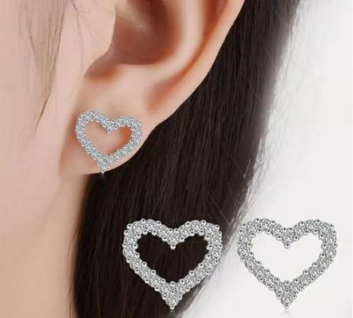 925 Silver CZ Heart Earrings
