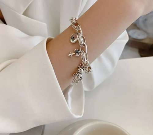 925 Silver Teddy Bear Charm Bracelet