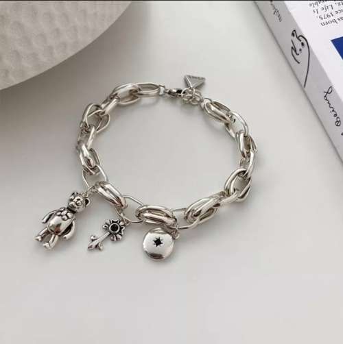 925 Silver Teddy Bear Charm Bracelet