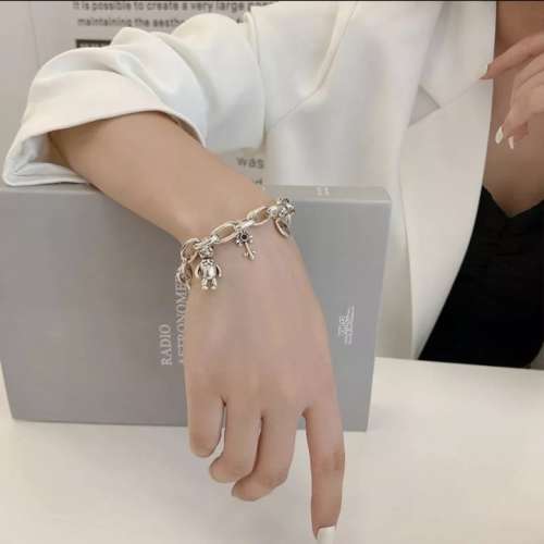 925 Silver Teddy Bear Charm Bracelet
