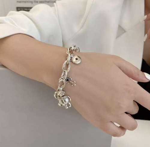 925 Silver Teddy Bear Charm Bracelet