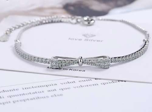 925 Silver CZ Bow Bracelet