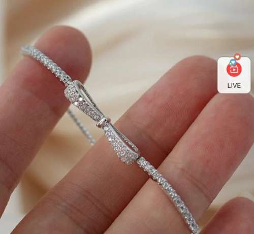 925 Silver CZ Bow Bracelet