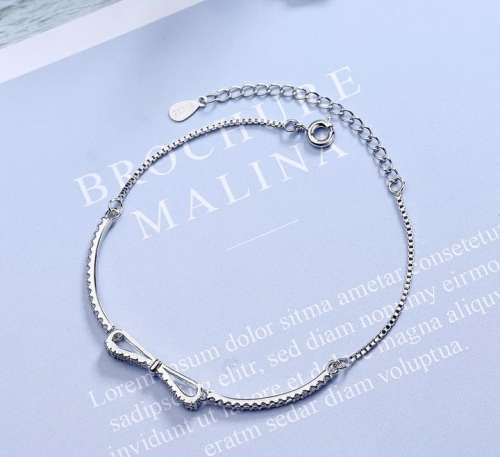 925 Silver CZ Bow Bracelet