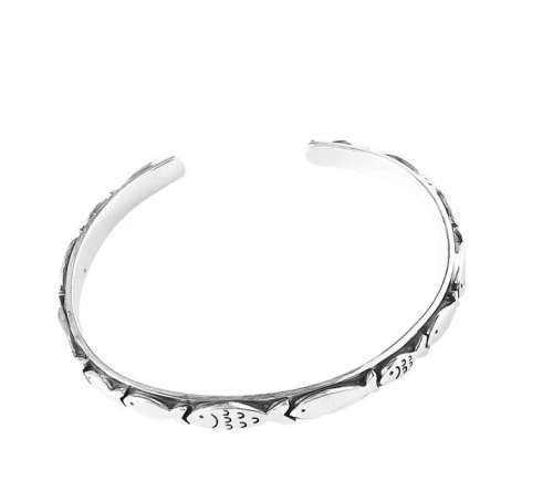 925 Silver Open Cuff Fish Bangle