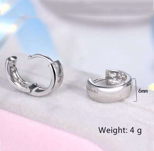 925 Silver CZ Huggie Earrings