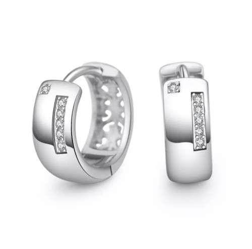 925 Silver CZ Huggie Earrings
