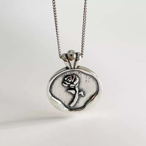 925 Silver Double Sided Rose Necklace