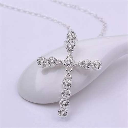 925 Silver CZ Cross Necklace