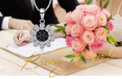 SPECIAL - 925 Silver Black Spinel Flower Necklace