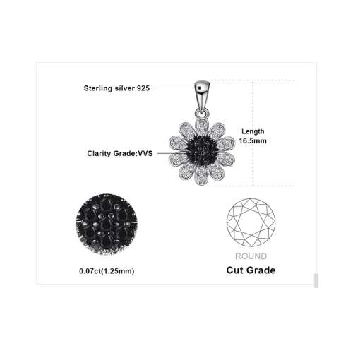 SPECIAL - 925 Silver Black Spinel Flower Necklace