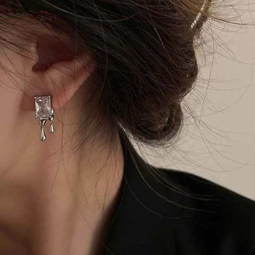 925 Silver Square Zirconia Earrings