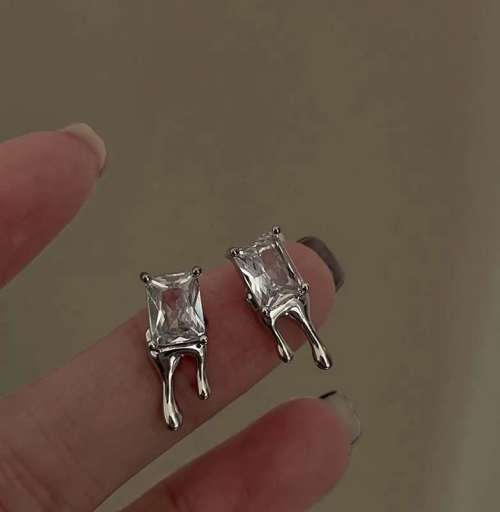 925 Silver Square Zirconia Earrings