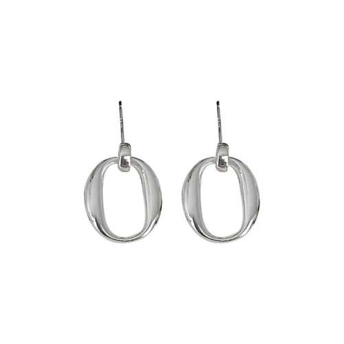 925 Silver Geometric Hollow Circle Buckle Earrings