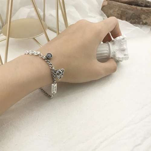 925 Silver Elephant and Onyx Bracelet.