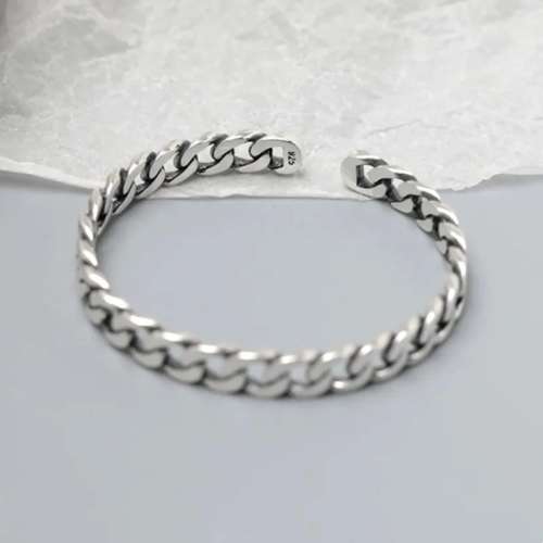 925 Silver Twisted Stitching Bangle