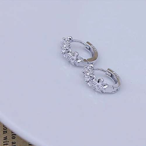 925 Silver Camelia CZ Earrings