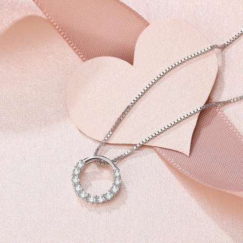 925 Silver CZ Circle Necklace