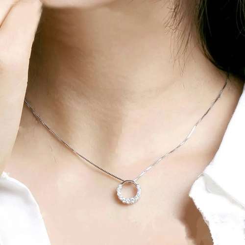 925 Silver CZ Circle Necklace