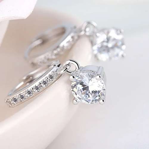 925 Silver Hanging CZ Earrings