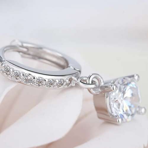 925 Silver Hanging CZ Earrings