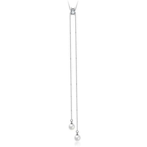 SPECIAL - 925 Silver Long Pearl Tassel Necklace