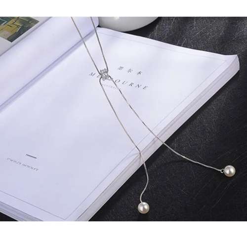 SPECIAL - 925 Silver Long Pearl Tassel Necklace