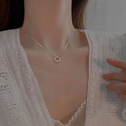 925 Silver CZ Halo Star Necklace