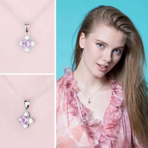 925 Silver Amethyst Flower Necklace