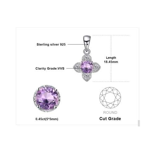 925 Silver Amethyst Flower Necklace