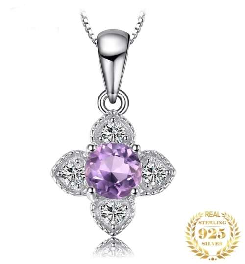 925 Silver Amethyst Flower Necklace