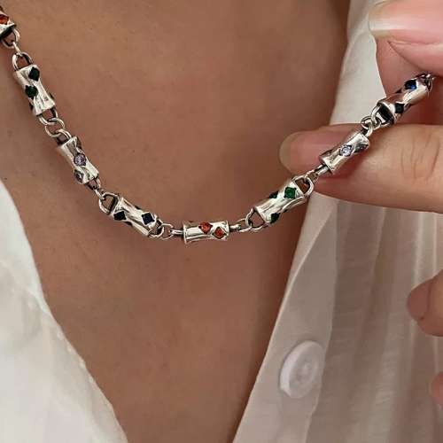 SPECIAL - 925 Silver Multi Colour CZ Necklace