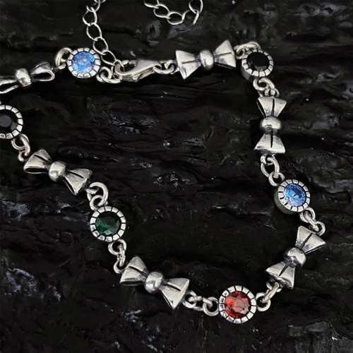 SPECIAL - 925 Silver Multi Colour CZ Bow Bracelet