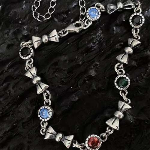 SPECIAL - 925 Silver Multi Colour CZ Bow Bracelet