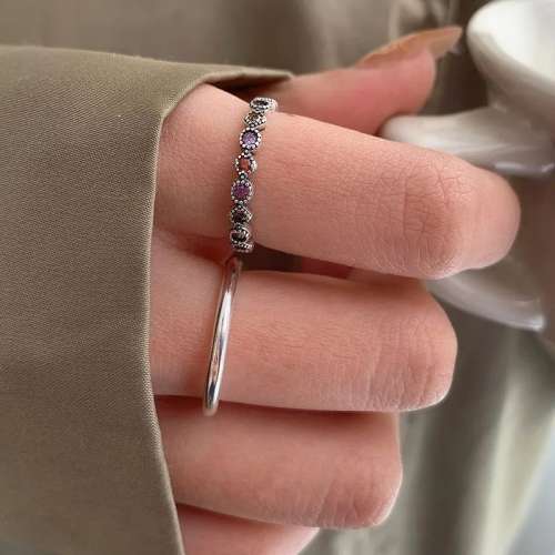 925 Silver Multicolour Resizable Ring