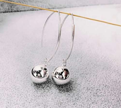 925 Silver Round Ball Drop Earrings