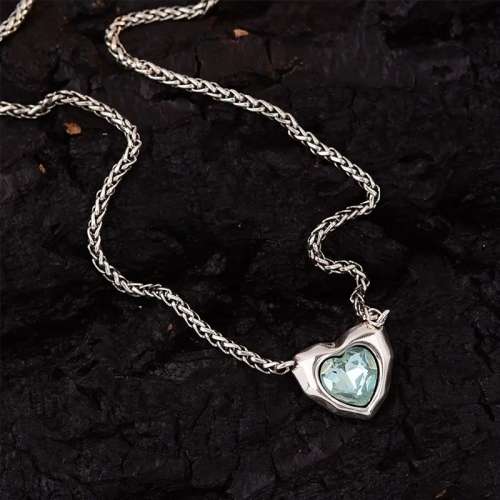 925 Silver Blue Heart CZ Necklace