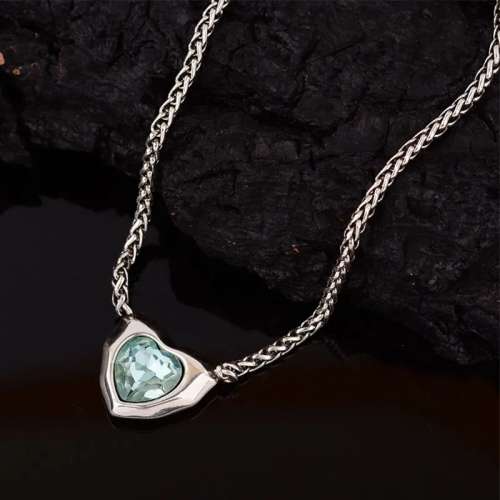 925 Silver Blue Heart CZ Necklace