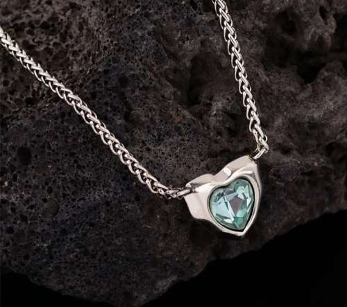 925 Silver Blue Heart CZ Necklace