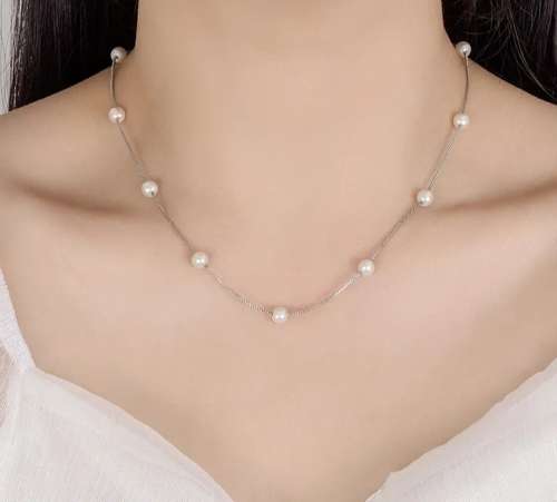 925 Silver Clavicle Pearl Necklace