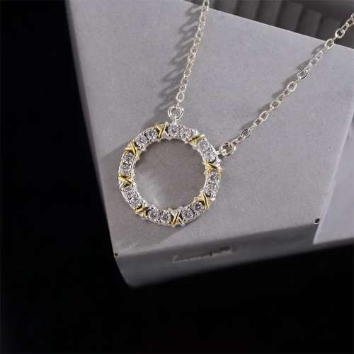 SPECIAL - 925 Silver Two Colour CZ Halo Necklace