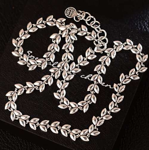 925 Silver Wheat Link Necklace and Bracelet